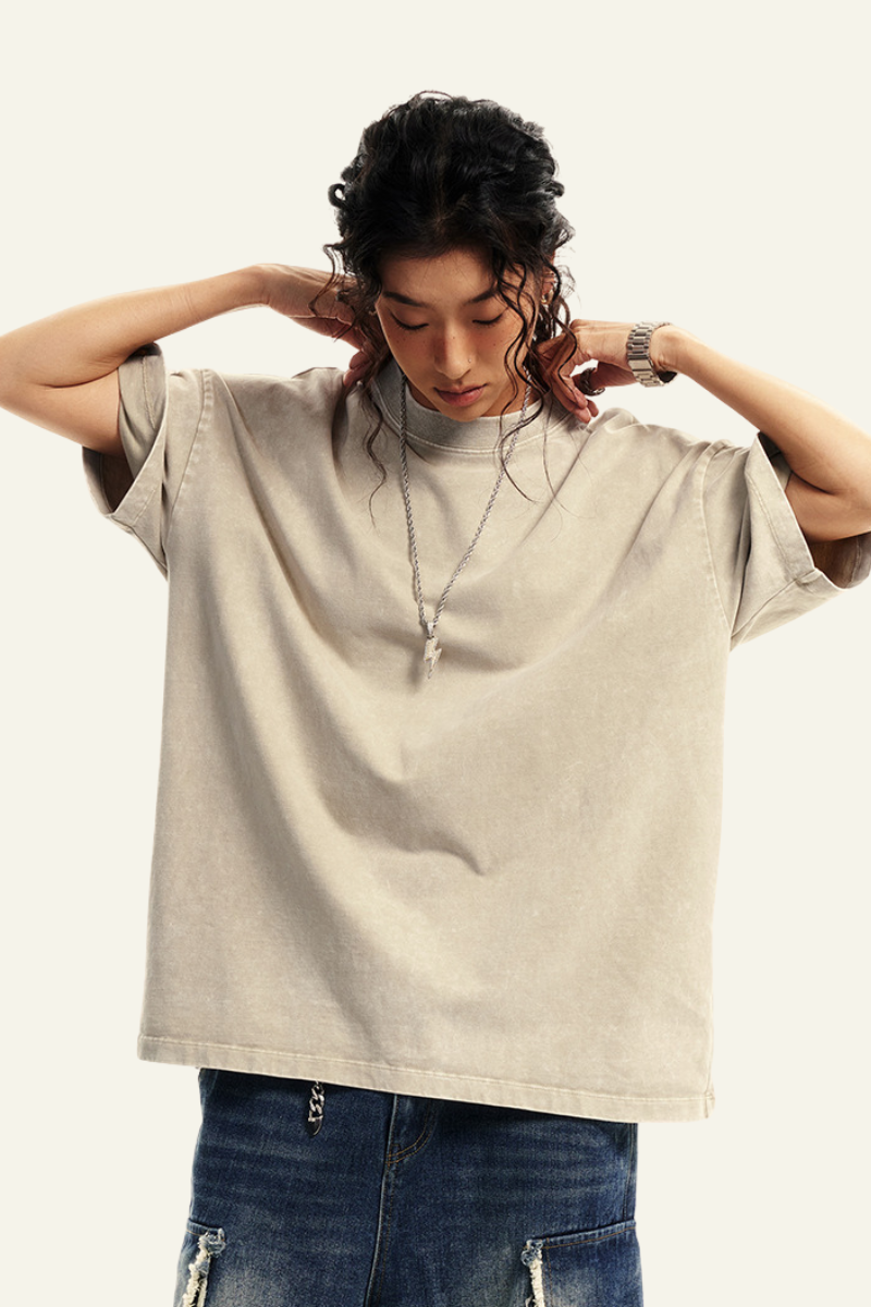 Women's Cotton Streetwear Vintage Washed T-shirt