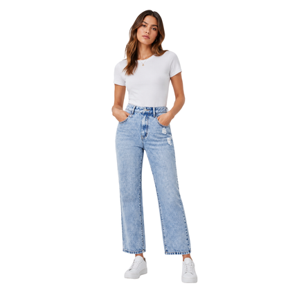 Women's vintage ripped ankle-length slim-fit jeans