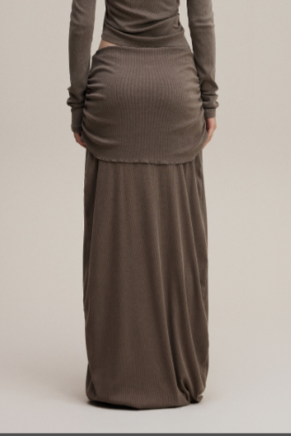 Women's Ruched Slim Fit Maxi Skirt.