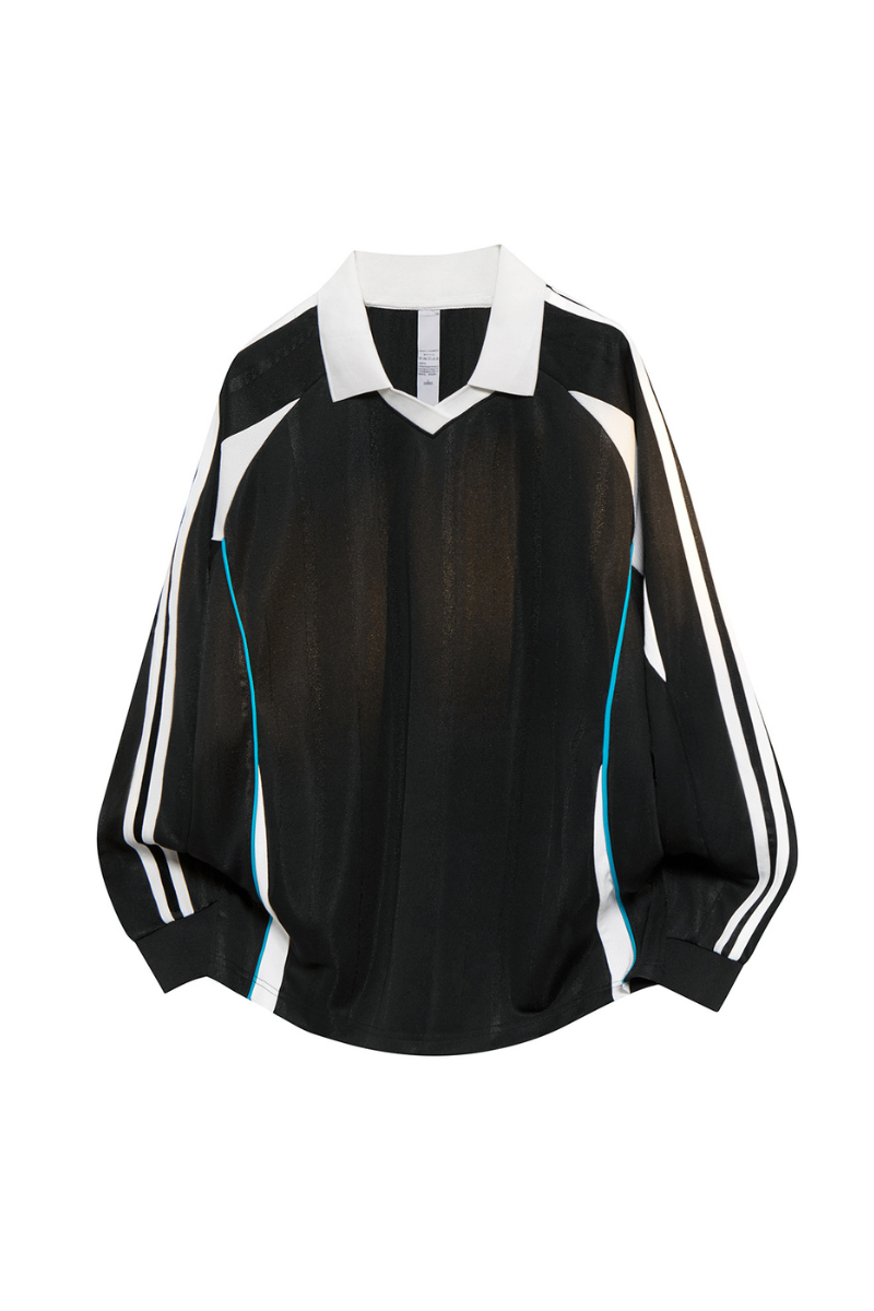 Men's Fall Retro Colorblock V-Neck Game-Day Polo Shirt