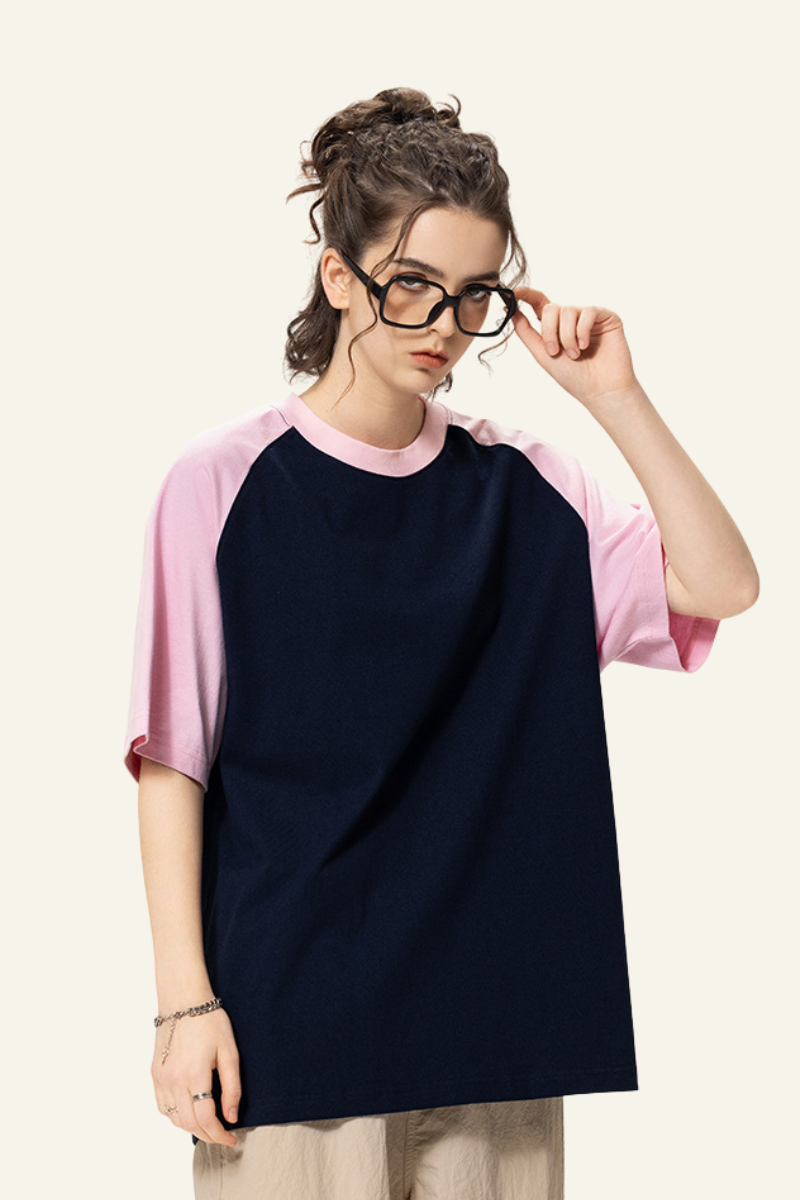 Women's Cotton Color-Blocked Relaxed T-shirt.