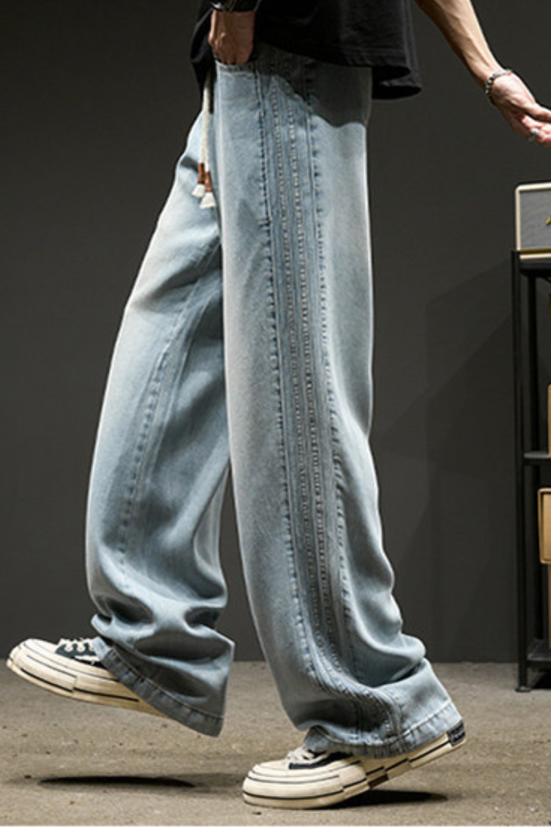 Men's Summer Lightweight Wide Leg Tencel Cargo Pants