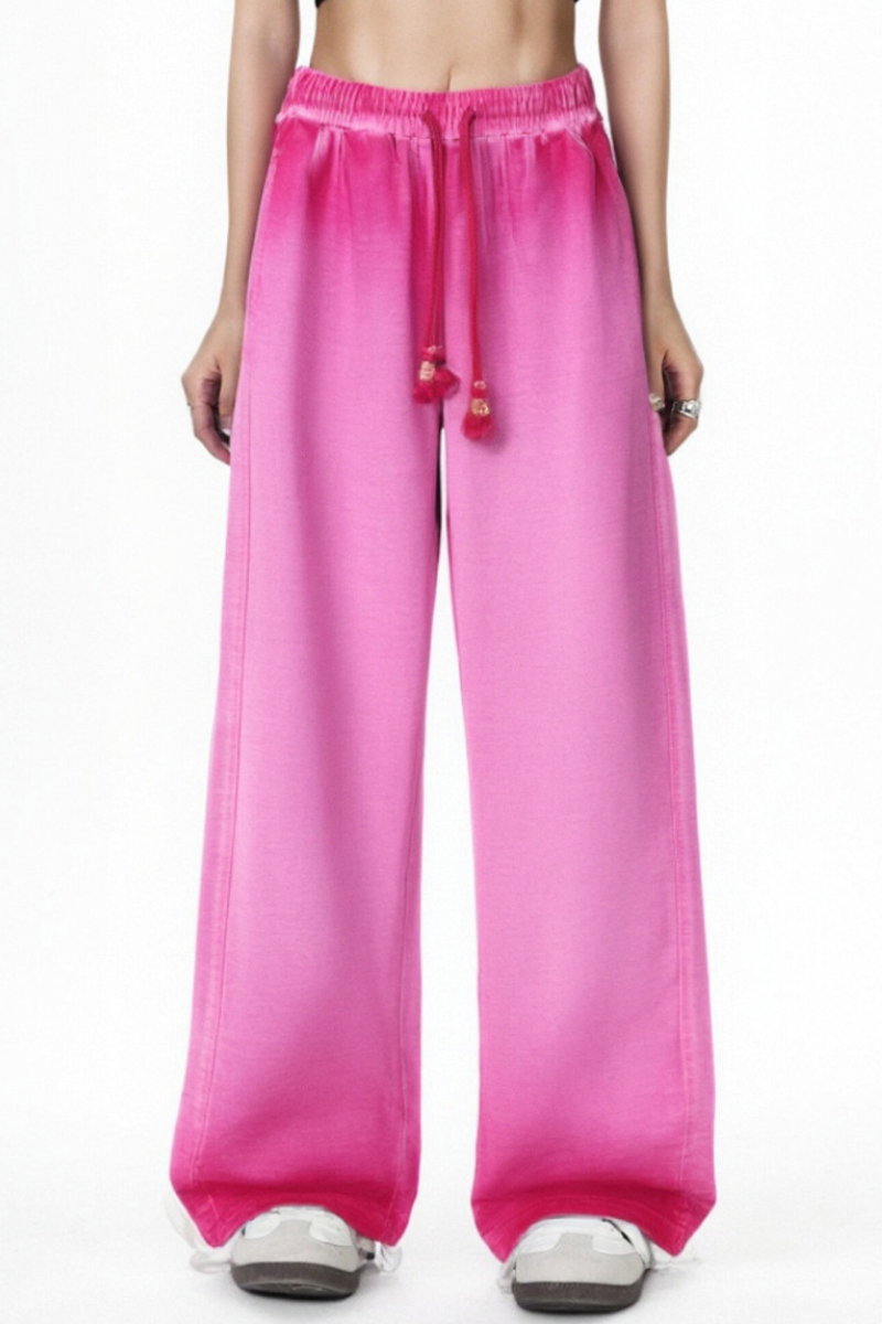 Women Fall Washed Gradient Wide Leg Sweatpants