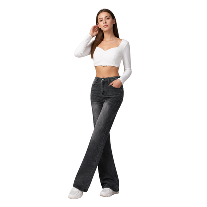 Women's Vintage Wash Stretch Straight Leg Jeans