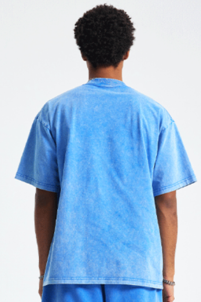 Men's Cotton Streetwear Wax-Dyed Washed Distressed T-shirt