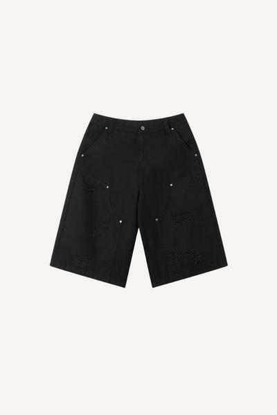 Men's Summer Retro Cargo Ripped Loose 7/8 Washed Shorts