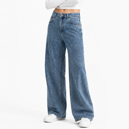Women's 100% Cotton High Waist Straight Leg Jeans