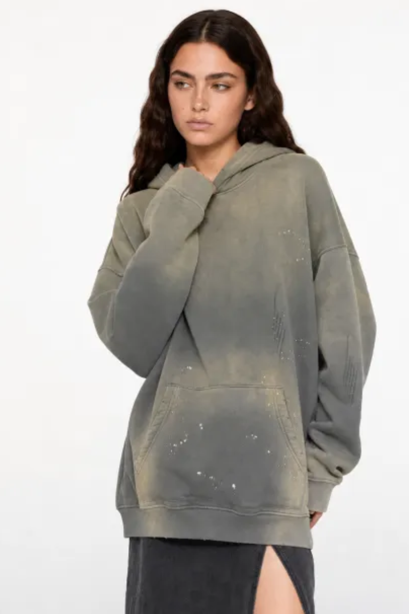 Women's Fall Splatter-Wash Distressed Pullover Hoodie