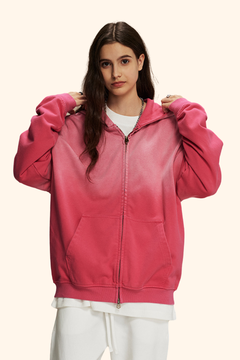 Men/Women's Unisex Spray Washed Zip Hoodie-couple's style