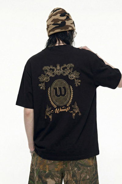Women's Foil Badge Vintage Oversized Crewneck Tee