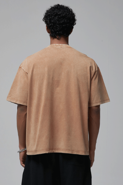 Men's Summer 275g Washed Batik Oversized Small Neck Tee
