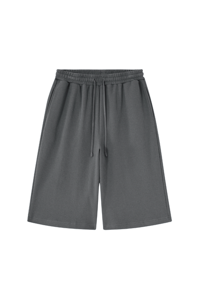Unisex Summer Waffle Knit Drawstring Knee Length Shorts