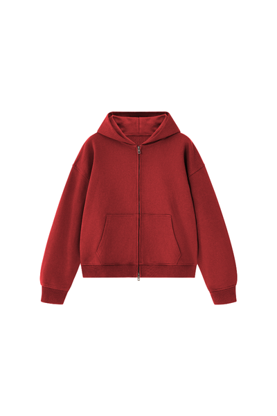Women Fall Clothing Heavy Terry Double-Zip Pocket Hoodie