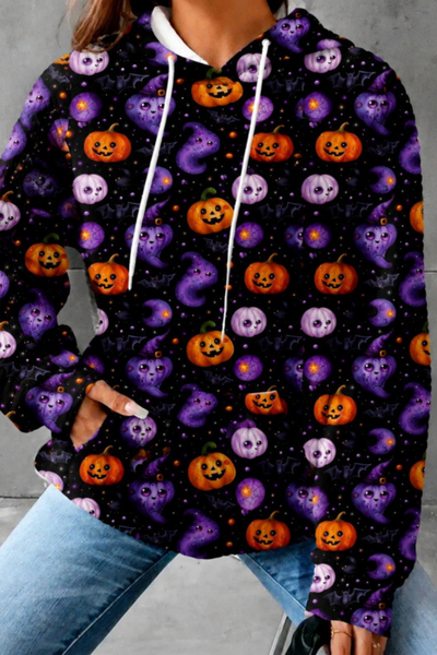 Unisex Fall Clothing Halloween Waffle Knit Graphic Hoodie