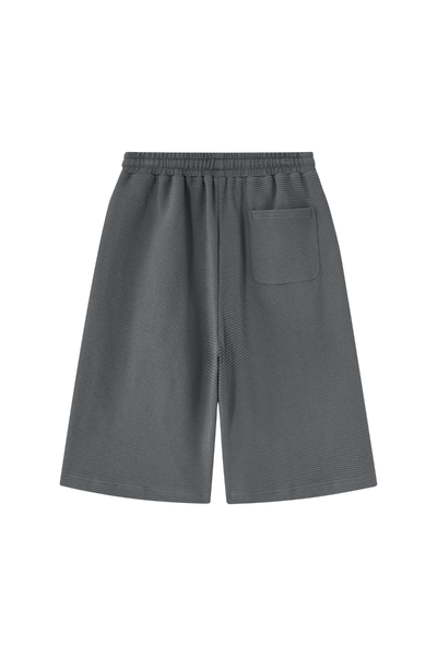Unisex Summer Waffle Knit Drawstring Knee Length Shorts