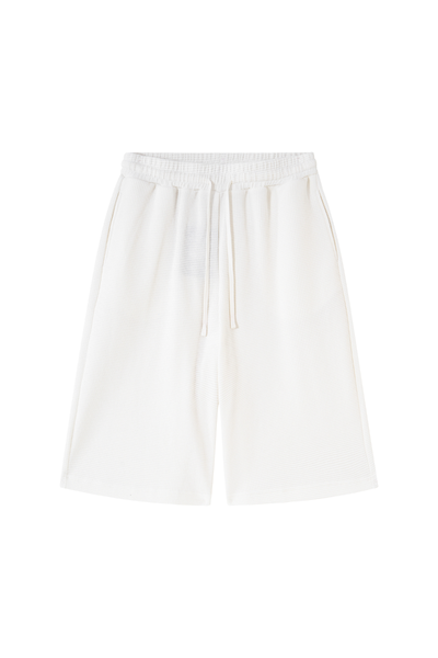 Unisex Summer Waffle Knit Drawstring Knee Length Shorts