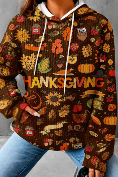 Unisex Fall Clothing Halloween Waffle Knit Graphic Hoodie