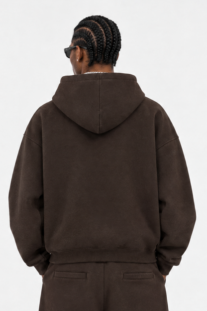 Men Fall Clothing Relaxed Boxy Fleece Pocket Ribbed Hoodie