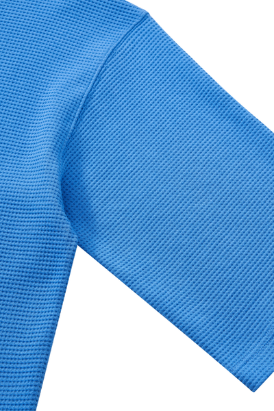 Men Spring Waffle Knit Loose Casual Top and Shorts Set