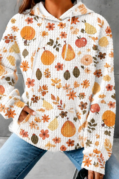 Unisex Fall Clothing Halloween Waffle Knit Graphic Hoodie