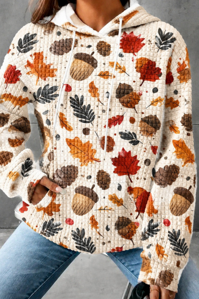 Unisex Fall Clothing Halloween Waffle Knit Graphic Hoodie