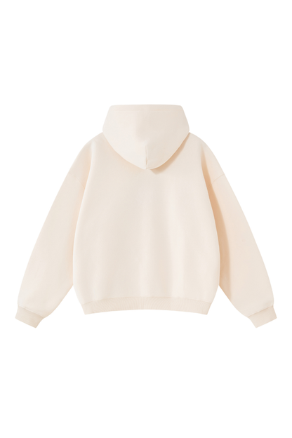 Unisex Fall Clothing Boxy Ribbed Pocket Warm Fleece Hoodie
