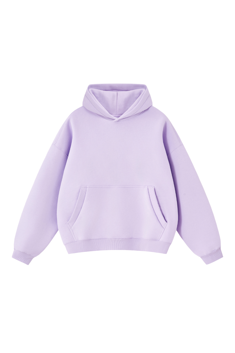 Unisex Fall Clothing Boxy Ribbed Pocket Warm Fleece Hoodie