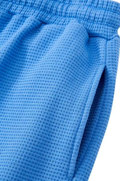 Unisex Summer Waffle Knit Drawstring Knee Length Shorts
