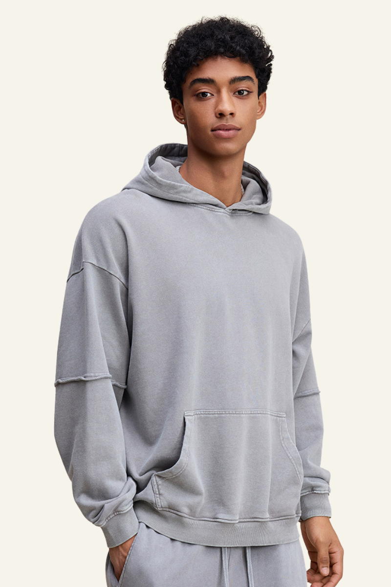 Men's Heavyweigt Fake Patchwork Two-piece Cotton  Hoodie