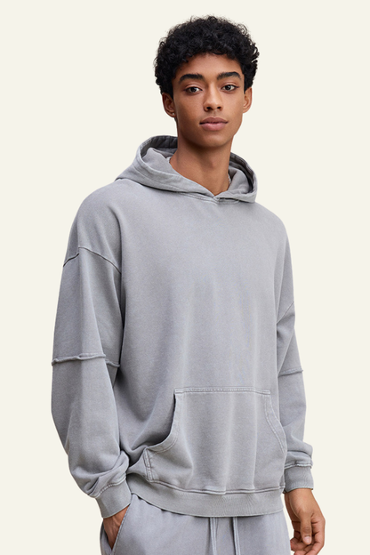 Men's Heavyweigt Fake Patchwork Two-piece Cotton  Hoodie