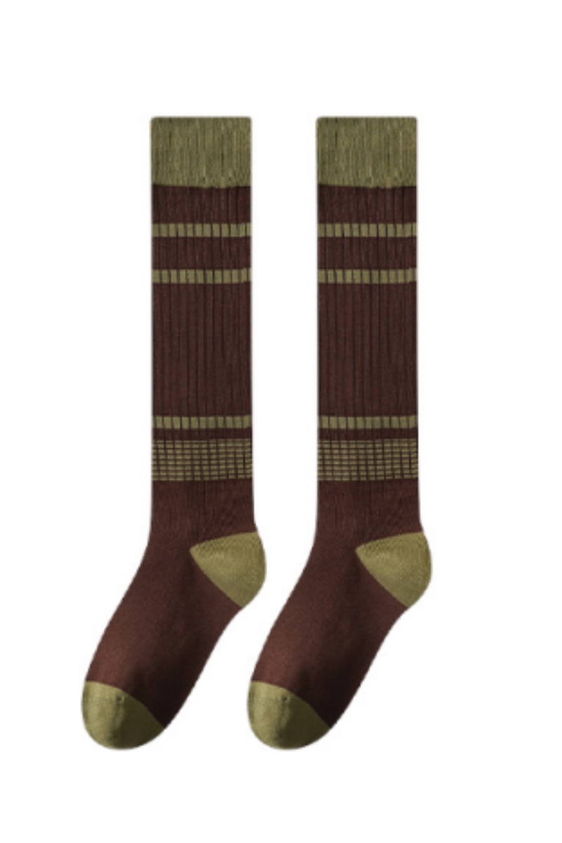 Unisex Fall Vintage Compression Striped Knee-High Socks