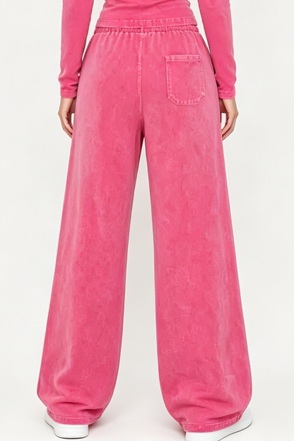 Women Fall Washed Vintage Straight Leg Sweatpants