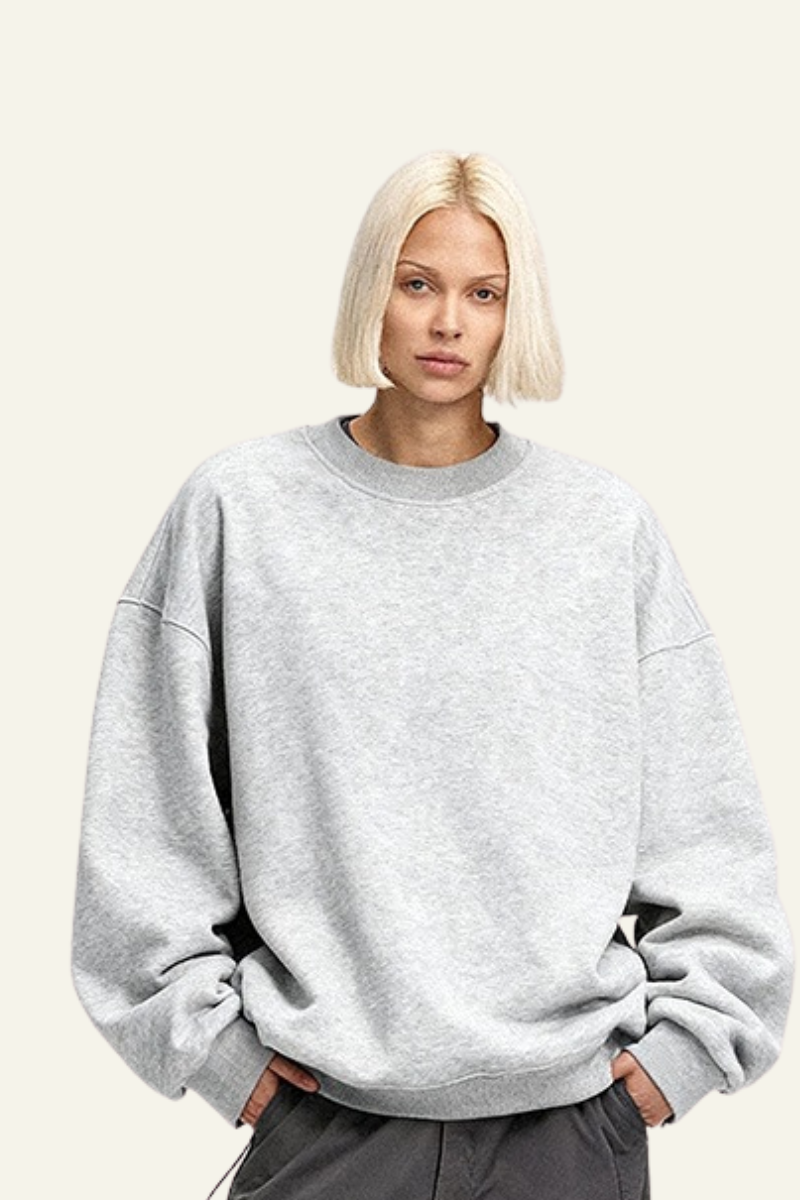 Women's Drop Shoulder Fleece Lined Solid Sweatshirt.