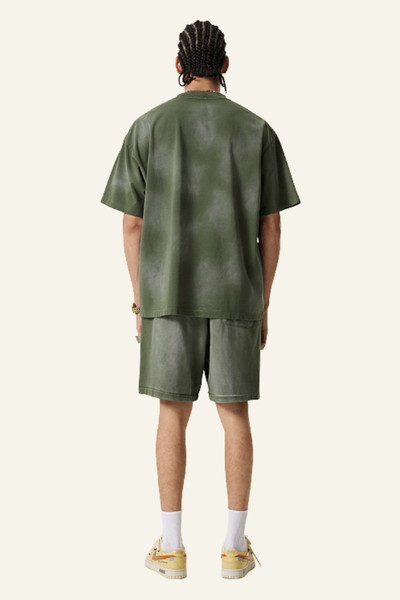 Men's Washed Gradient Colored Cotton Set:T-shirt And shorts