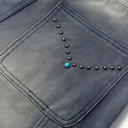 Men's Spring Blue Gray Gradient Cat Whisker Denim Jeans