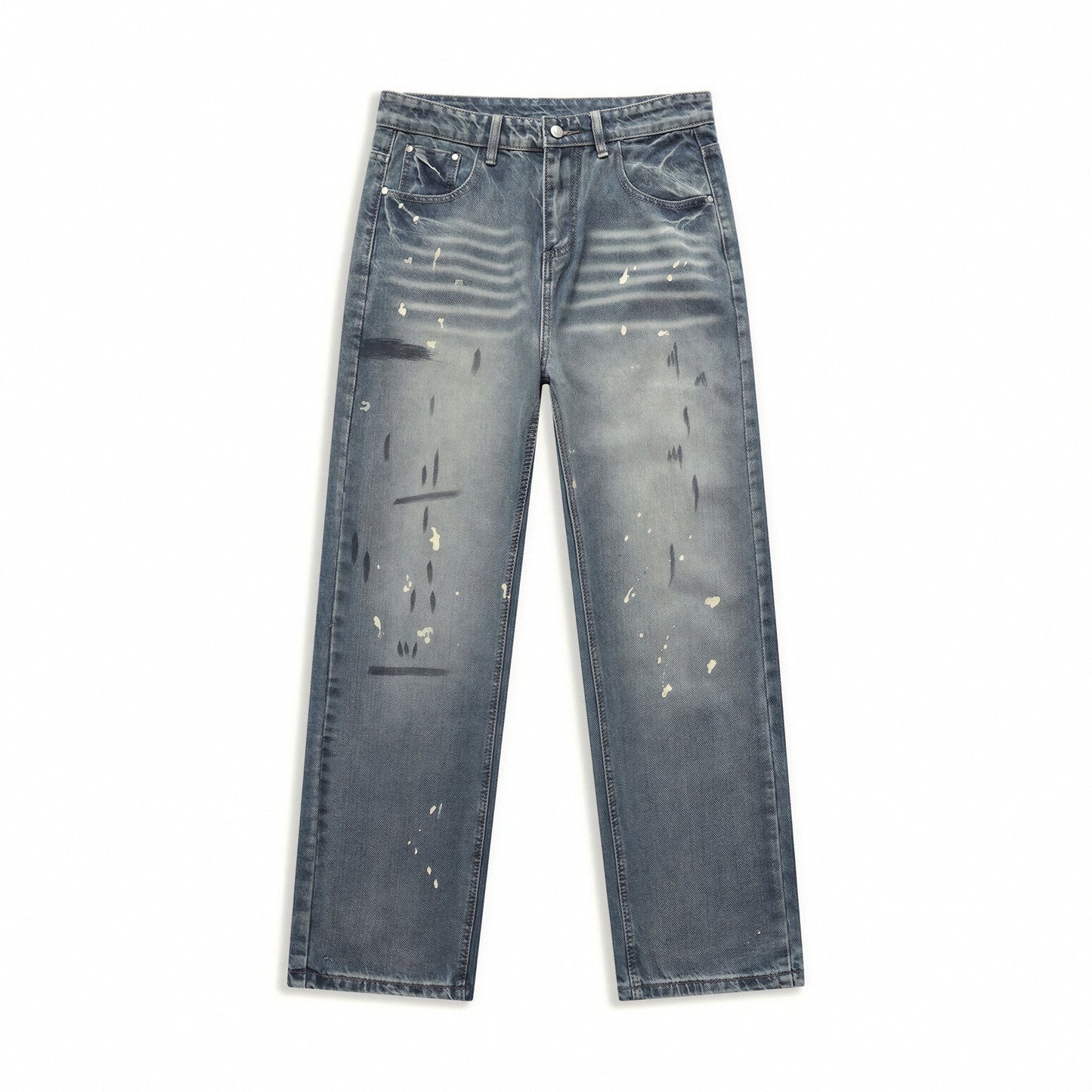 Men's Spring Splash Ink Graffiti Baggy Wide Leg Denim Jeans