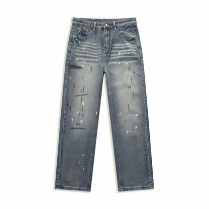 Men's Spring Splash Ink Graffiti Baggy Wide Leg Denim Jeans