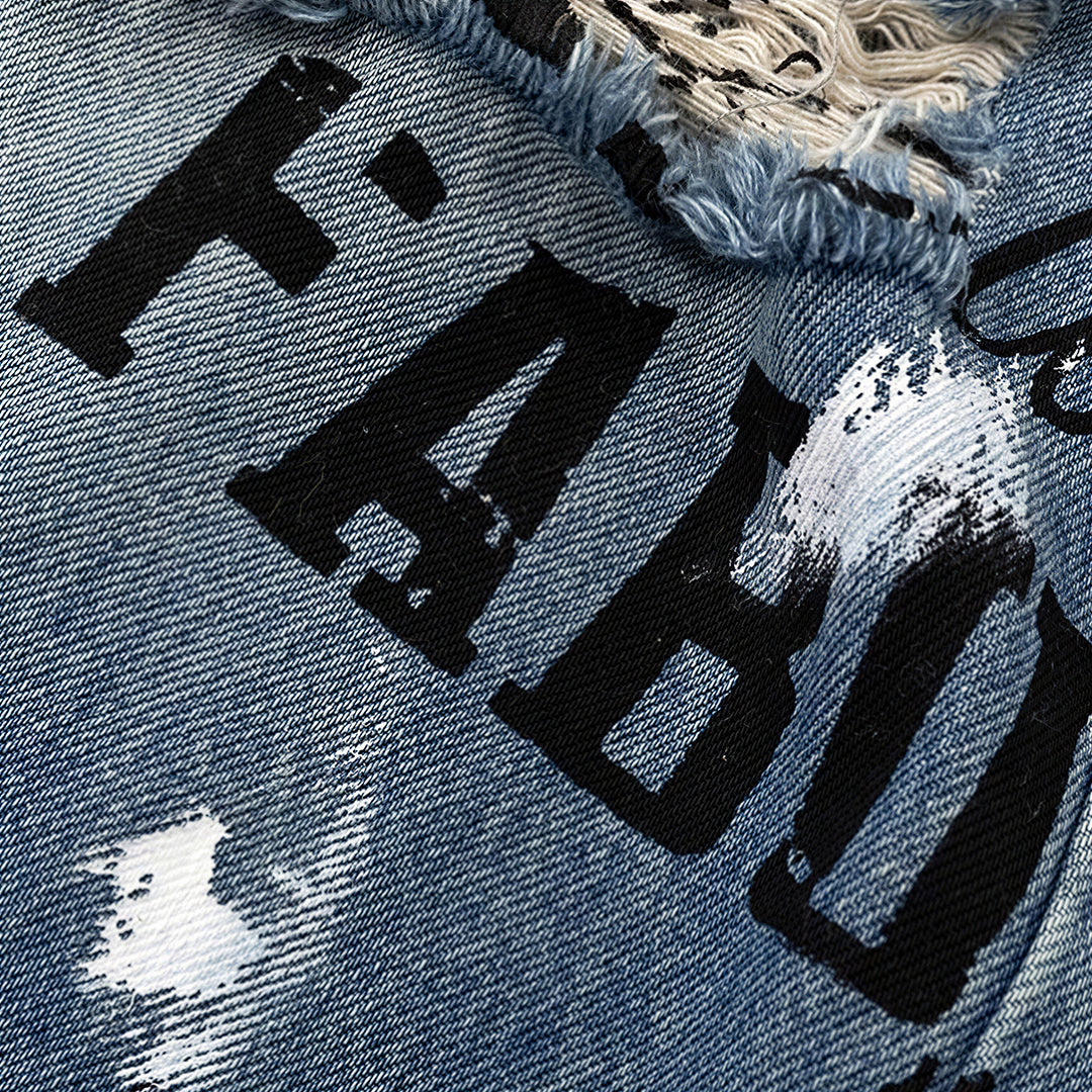 Men's Spring Heavy Ripped Splatter Print Denim Jeans