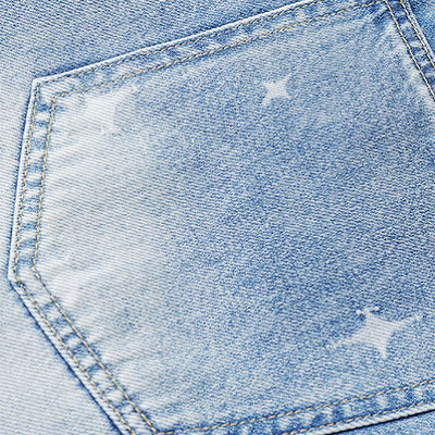 Men's Summer Light Wash Cross Print Baggy Denim Shorts