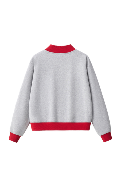Unisex Fall Winter Colorblock Cross-Neck Cropped Sweatshirt