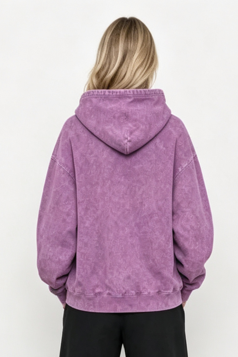Women Fall Washed Vintage Oversized Zip Up Hoodie
