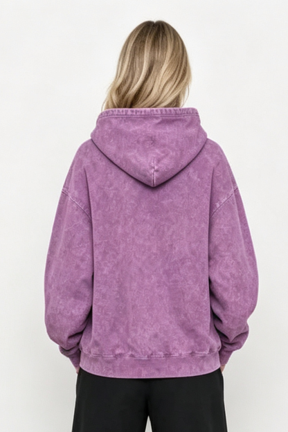 Women Fall Washed Vintage Oversized Zip Up Hoodie