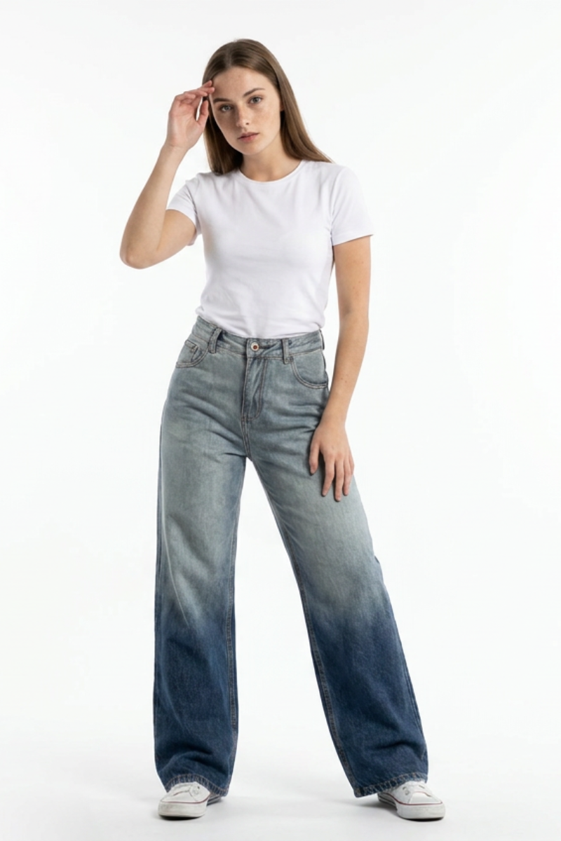 Women's Gradient Wash High Waist Straight Leg Jeans