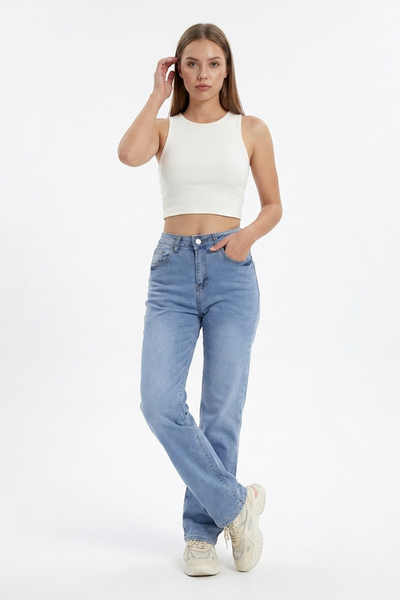 Women's Vintage High Waist Stretch Straight Leg Jeans