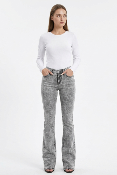 Women's High Waist Wash Slim Fit Flare Jeans