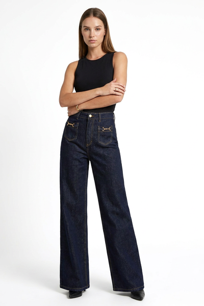 Women's High Waist Stretch Wide Leg Jeans