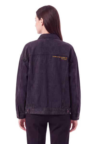 Women's Letter Embroidery  Relaxed Denim Jacket