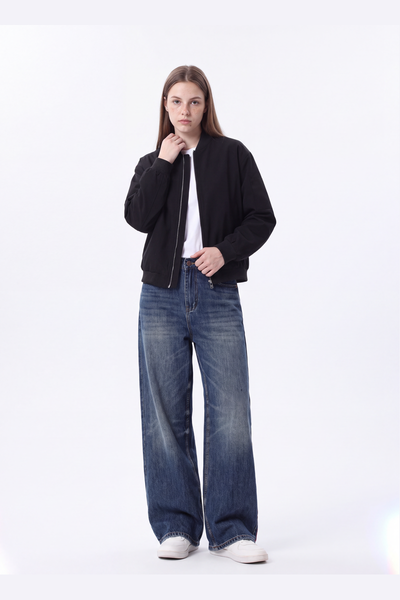 Women's 100% Cotton High Waist Relaxed-Fit Wide Leg Jeans