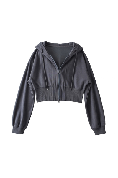Unisex All Season Spliced Cropped Zip Hoodie Cardigan