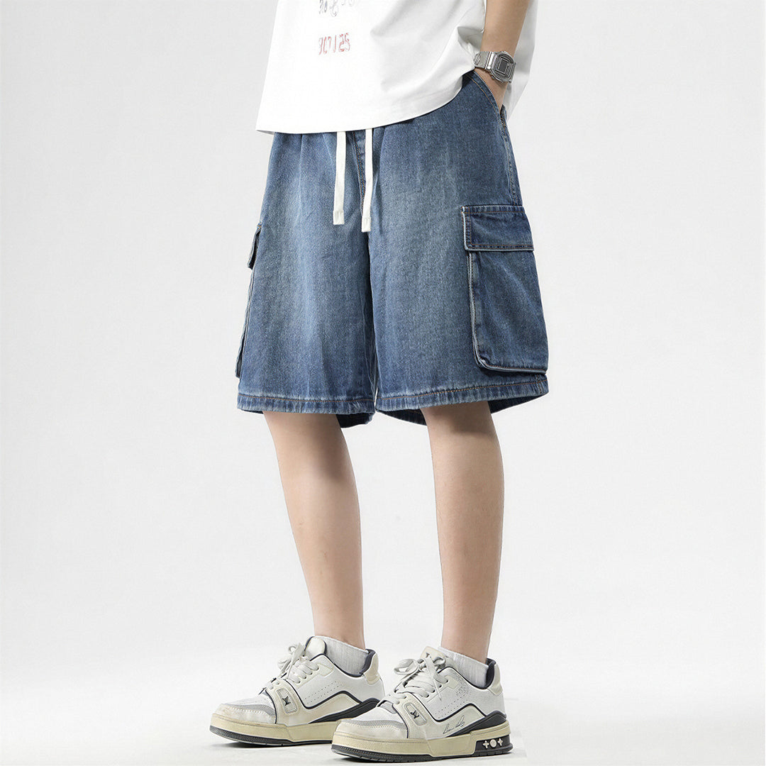 Men's Summer Light Wash Carpenter Baggy Denim Shorts